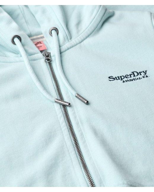 Superdry Blue Essential Logo Half Brushed Zip Hoodie