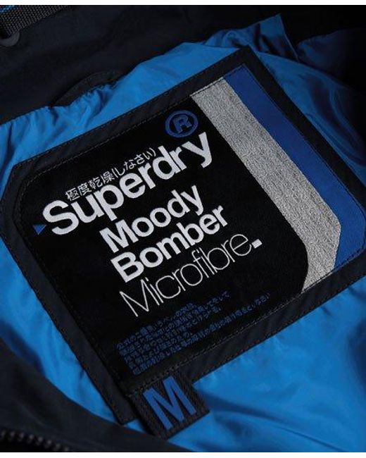 Superdry Blue Microfibre Moody Bomber Jacket /Active for men