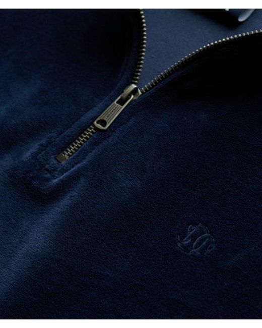 Superdry Blue & Co Velour Half Zip Sweatshirt