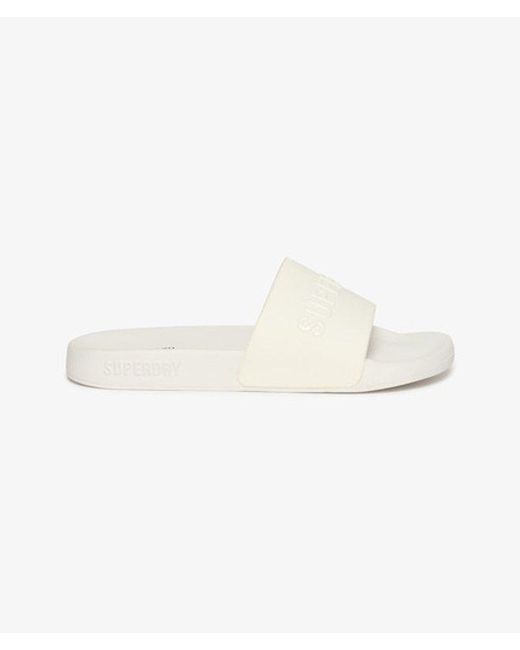 Superdry Code Logo Badslippers in het White