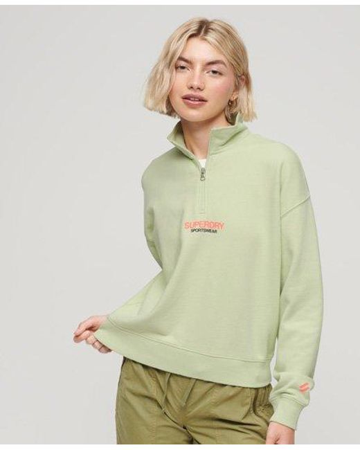 Superdry Sportswear Boxy Sweatshirt Met Logo En Korte Rits in het Green