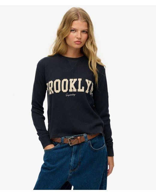 Superdry Blue & Co Athletic Essential Graphic Long Sleeve Top