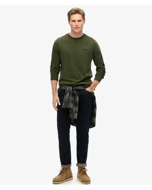 Superdry Green Essential Logo Retro Long Sleeve Top for men