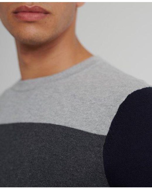Superdry Blue Edit Cotton Cashmere Blend Jumper Graphite Dark Marl for men