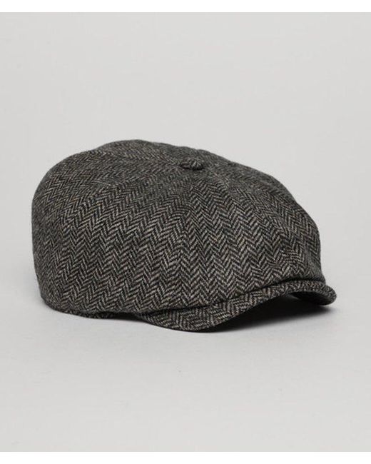Superdry Green & Co Fully Lined Herringbone Baker Boy Cap for men