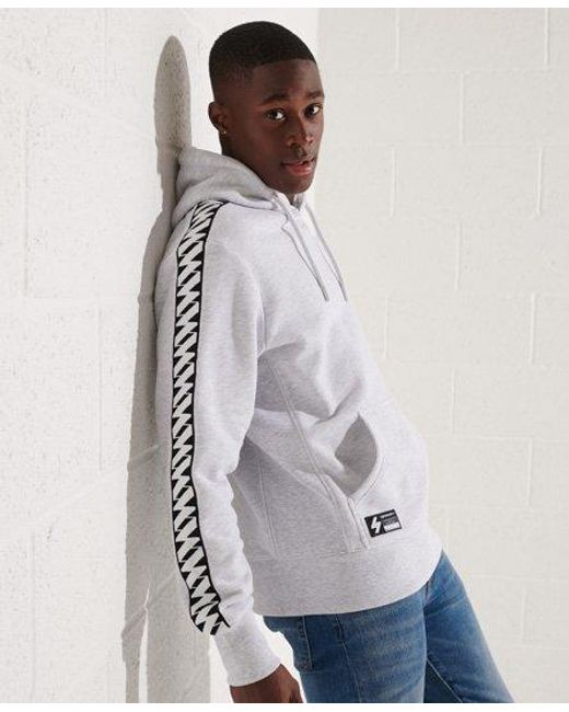 Superdry Gray Code Logo Tape Hoodie Ice Marl for men