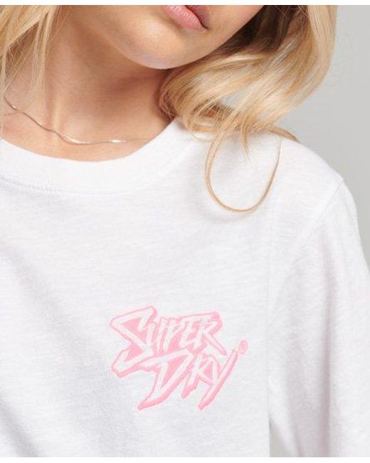 Superdry White Script Style Neon T-Shirt Optic Slub