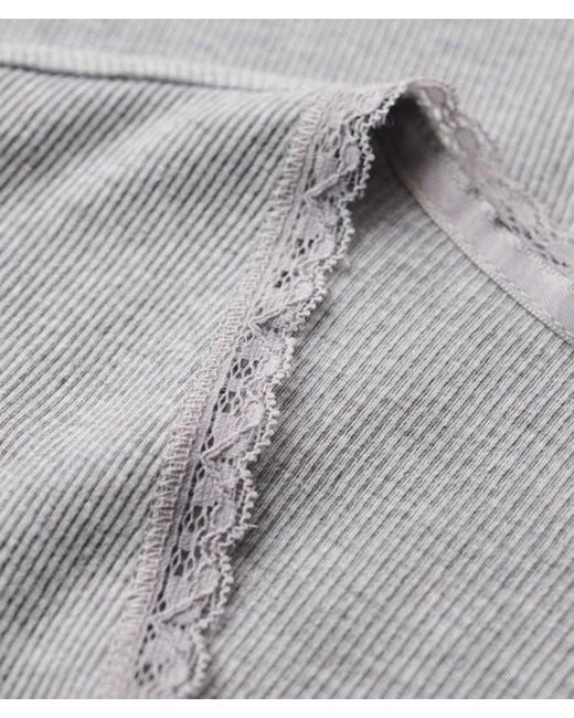 Superdry Blue Athletic Essentials Lace Trim V-neck Top