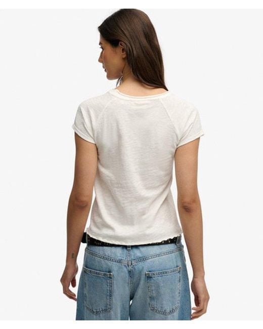 Superdry White Athletic Essentials Slub Graphic T-Shirt