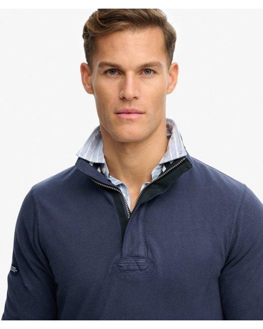 Superdry Blue & Co Cotton Classics Jersey Half Zip Sweatshirt for men