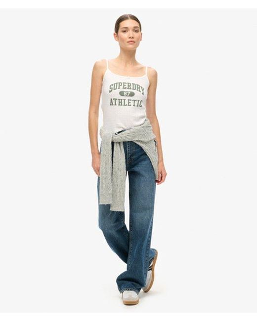 Superdry White & Co Athletic Essentials Graphic Pointelle Cami Top