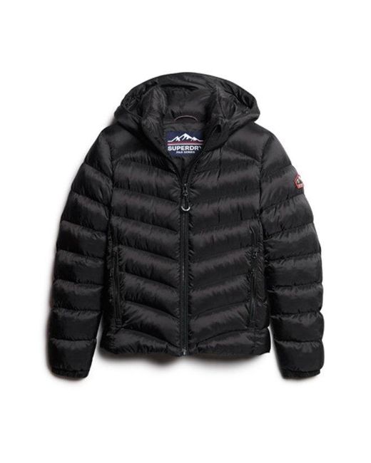 Superdry Black Slim Fit Quilted Hooded Fuji Padded Jacket