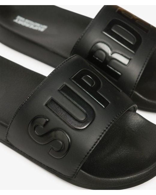 Superdry Black Vegan Logo Pool Sliders for men