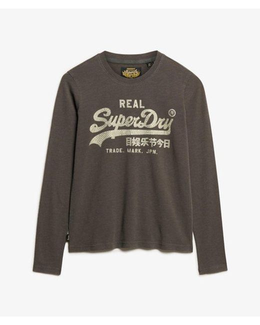 Superdry Black & Co Embellished Vintage Logo Graphic Top