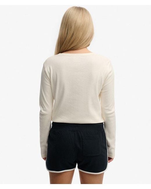 Superdry White Athletic Essentials Button Down Long Sleeve Top