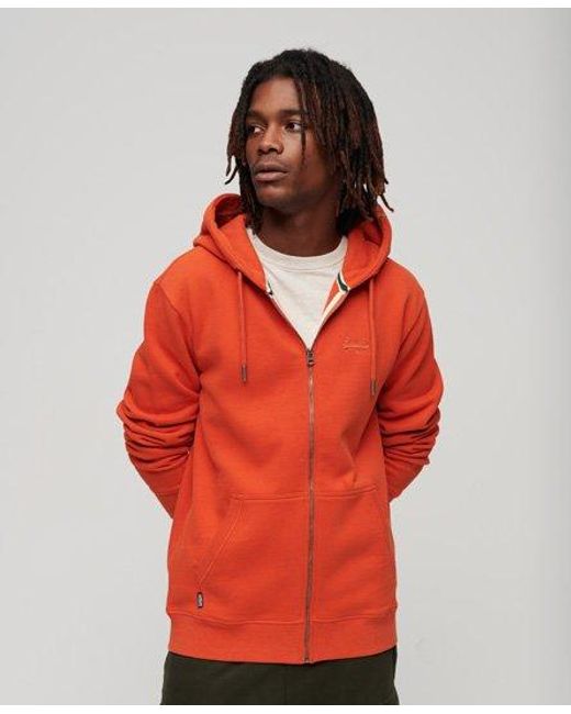 Superdry Red Essential Logo Zip Hoodie for men