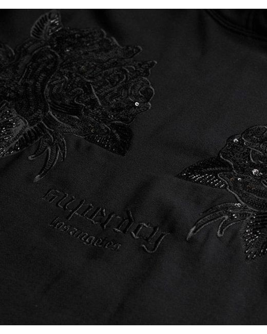Superdry Black & Co Tattoo Embellished Oversized Hoodie
