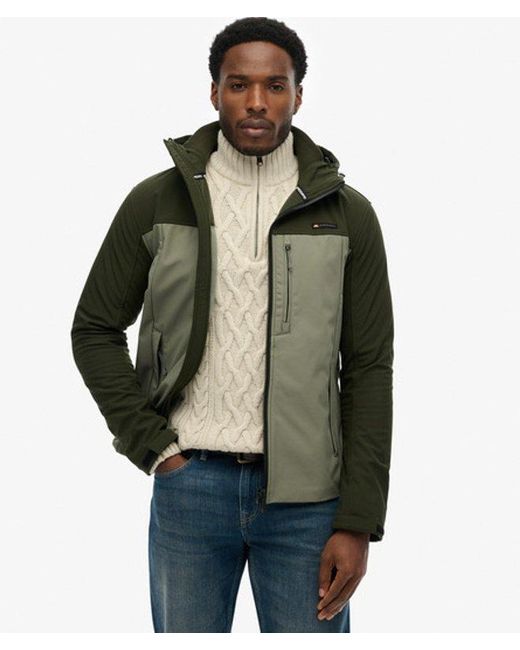 Superdry Green & Co Hooded Softshell Colourblock Jacket for men