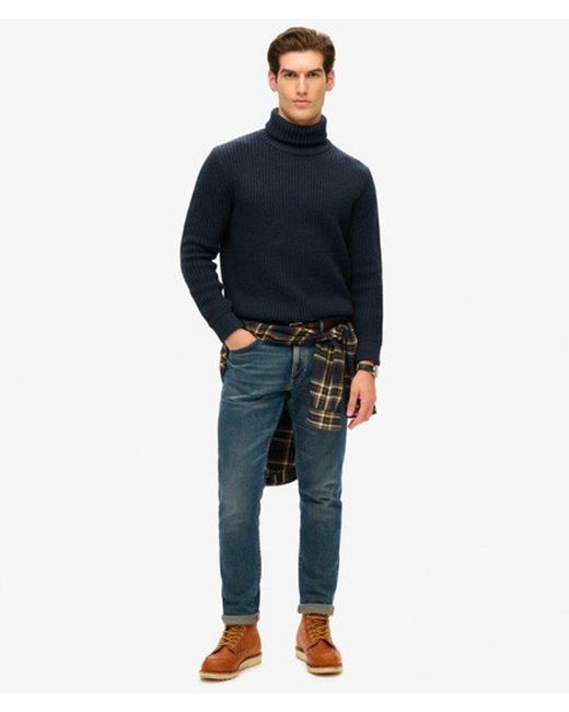 Pull texturé à col roulé merchant store Superdry pour homme en coloris Blue