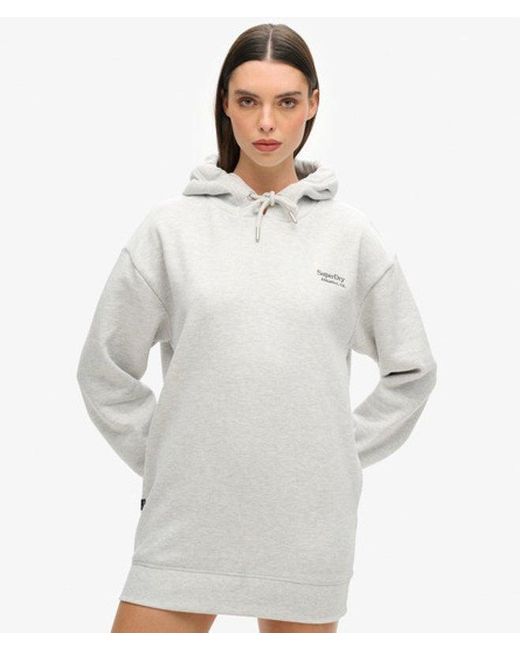 Superdry White Essential Hoodie Dress