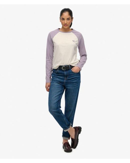 Superdry Gray & Co Essential Logo Long Sleeve Baseball Top