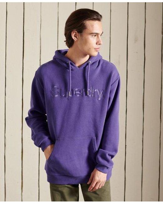Superdry Purple Embroidered Tonal Core Logo Hoodie Prism for men