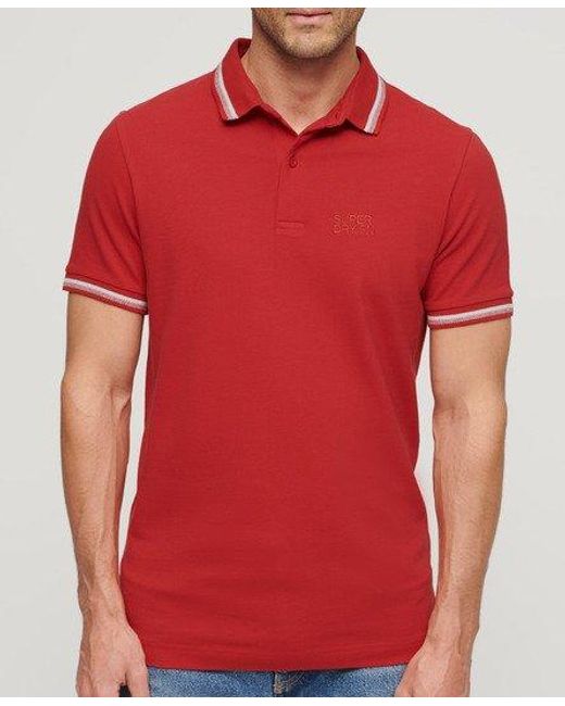 Superdry Red Sportswear Tipped Polo Shirt for men