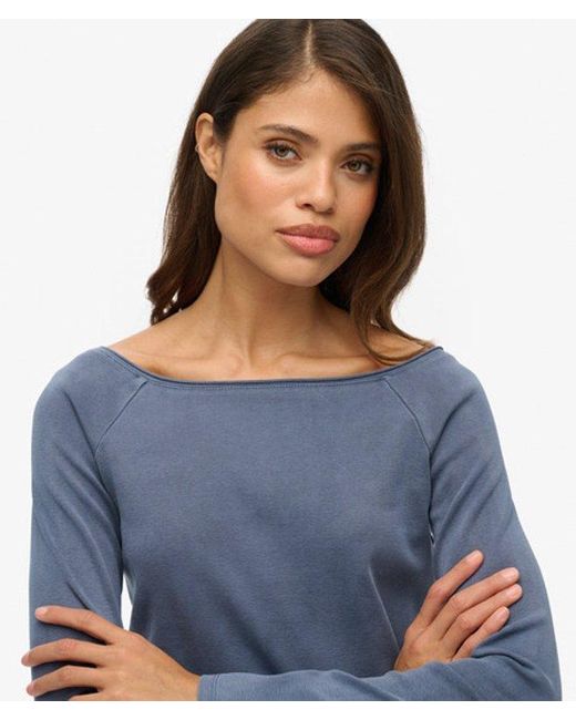 Superdry Blue Bardot Off Shoulder Top