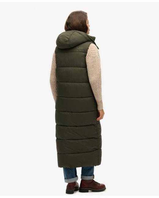 Superdry Green Hooded Ripstop Longline Gilet