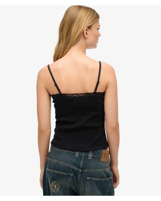 Superdry Black & Co Essential Lace Trim Cami Top
