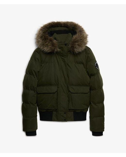 Superdry Green Everest Microfibre Ella Bomber Jacket