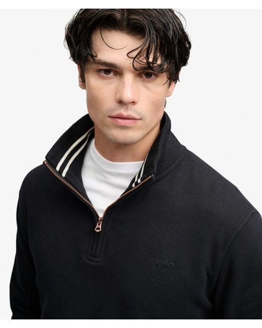 Superdry Black & Co Essential Serif Logo Half Zip Sweatshirt for men