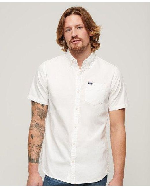 Superdry Oxford Overhemd Met Korte Mouwen in het White voor heren