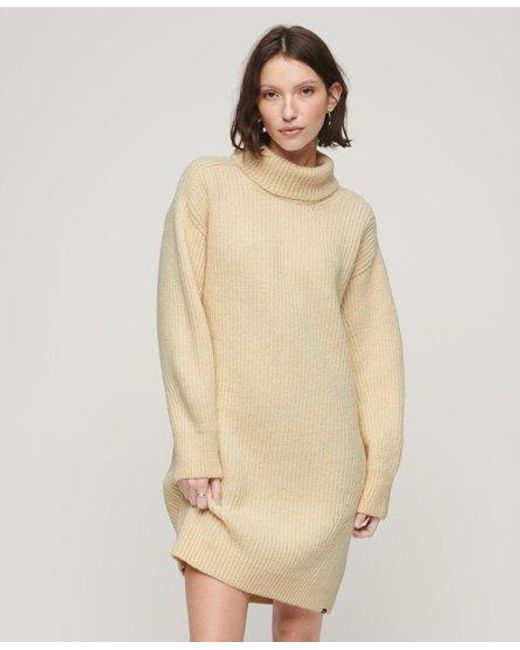 Robe pull en tricot à col roulé Superdry en coloris Natural