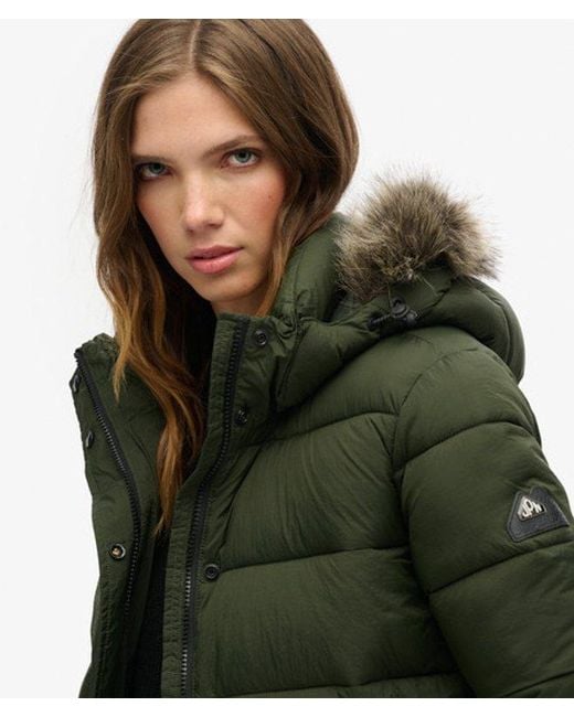 Superdry Green & Co Slim Fit Logo Patch Hooded Mid Layer Short Jacket