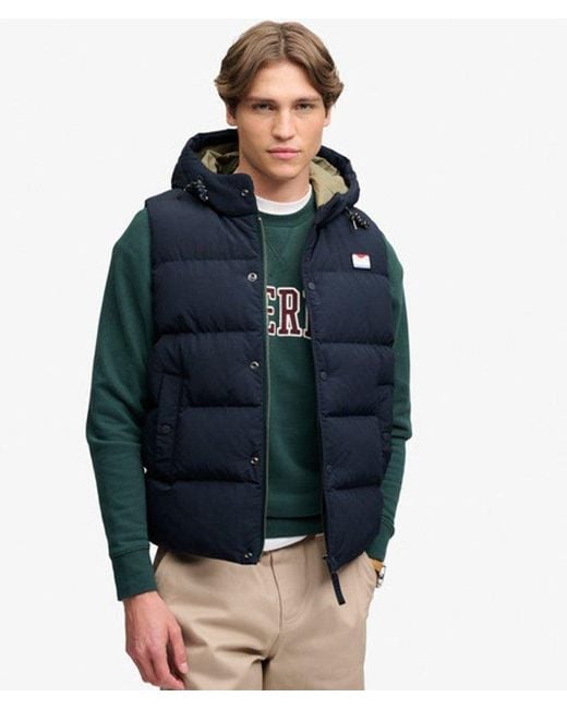 Superdry Blue & Co Hooded Short Everest Gilet for men