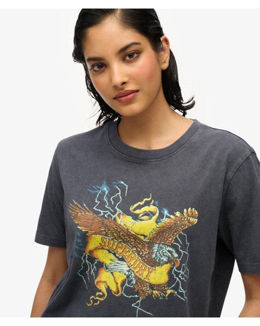 Superdry Blue Biker Rock Graphic Relaxed T-Shirt
