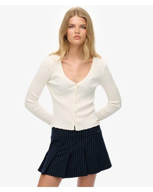 Superdry White & Co Essential Button Through Long Sleeve Top