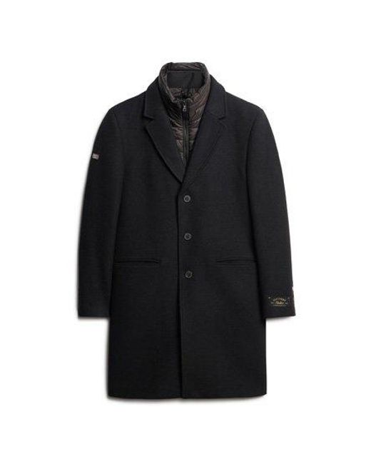 Superdry Black Classic 2 In 1 Wool Town Coat for men