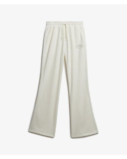 Superdry Country Club Velour Rechte joggingbroek in het White