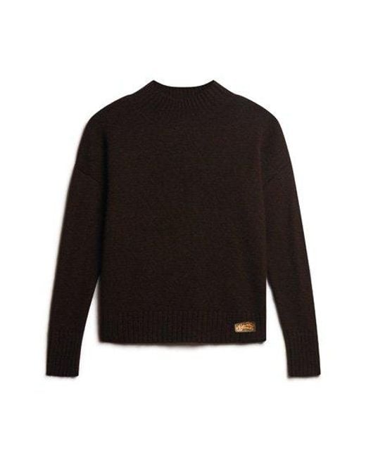 Superdry Black Classic Knitted Essential Mock Neck Jumper