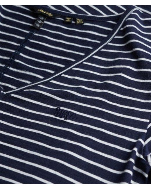Superdry Blue Cotton Short Sleeve Button Through Jersey Midi Dress