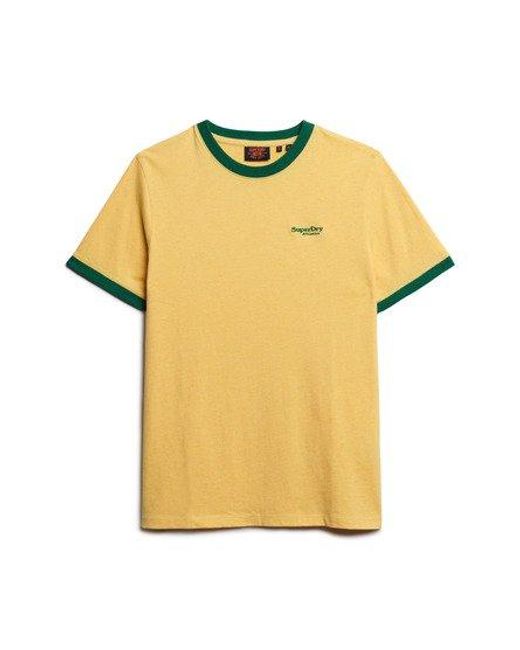 Superdry Essential T-shirt Met Logo En Contrasterende Biezen in het Yellow voor heren
