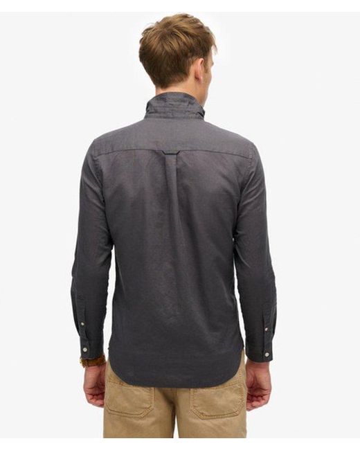 Superdry Gray & Co Cotton Linen Long Sleeve Shirt for men