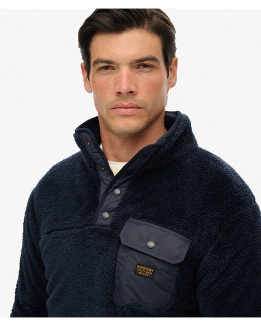 Superdry Blue & Co High Pile Fleece Henley Jumper for men
