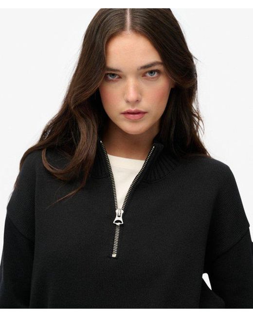 Superdry Black & Co Slouchy Knitted Half Zip