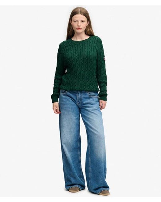 Superdry Green & Co Cable Knit Slouchy Jumper
