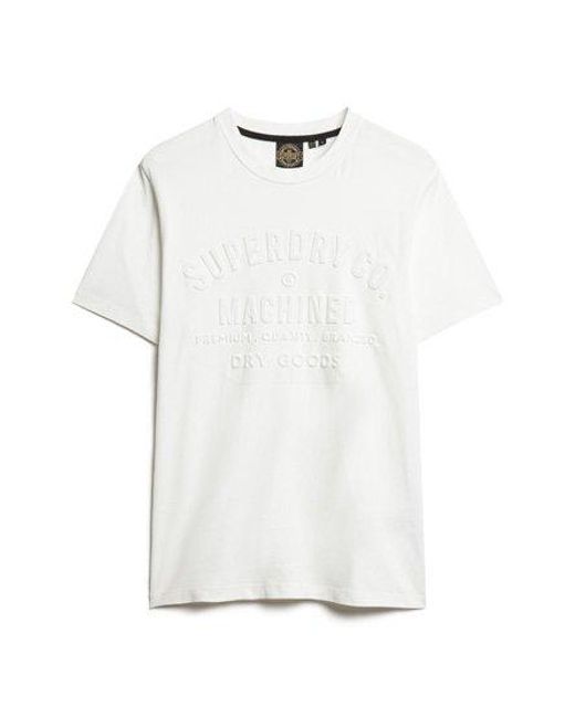 T-shirt à motif workwear en relief Superdry pour homme en coloris White