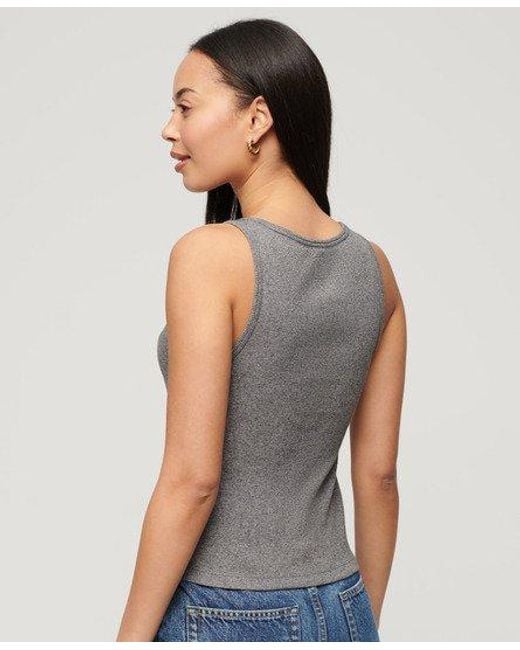 Superdry Gray Athletic Essentials Button Down Vest Top