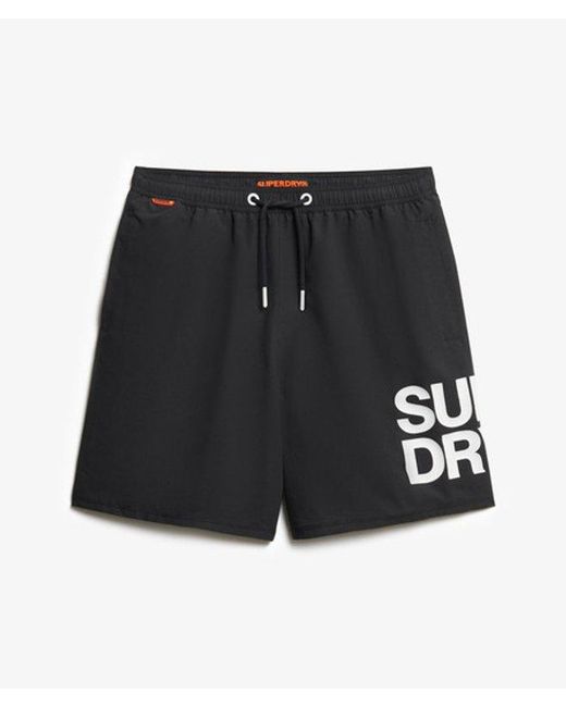Superdry Black & Co Sportswear Logo 17-inch Swim Shorts for men